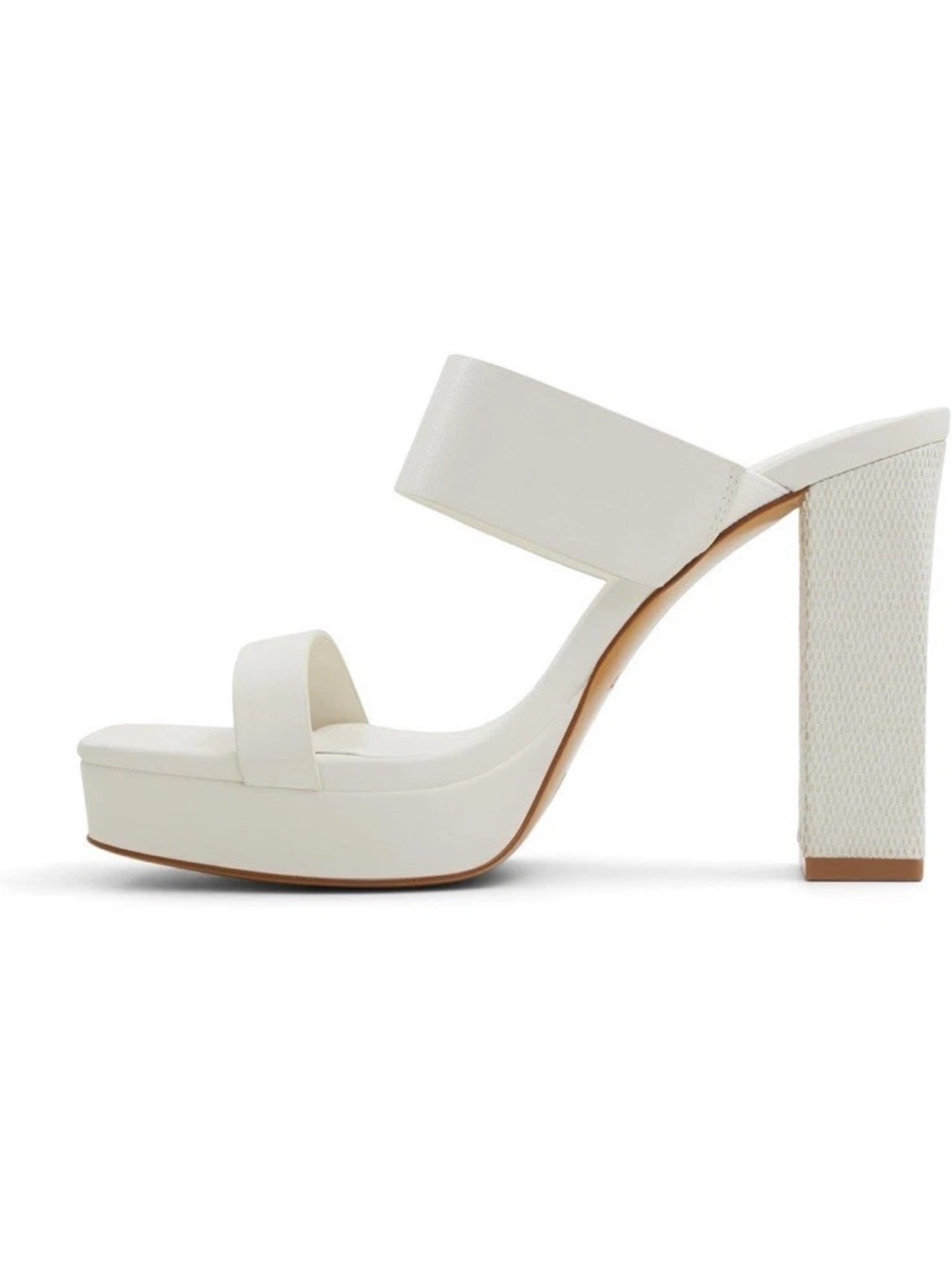 Aldo Ivory Double-Strap Platform Block Heel Sandals NEW $80 - Picture 2 of 8